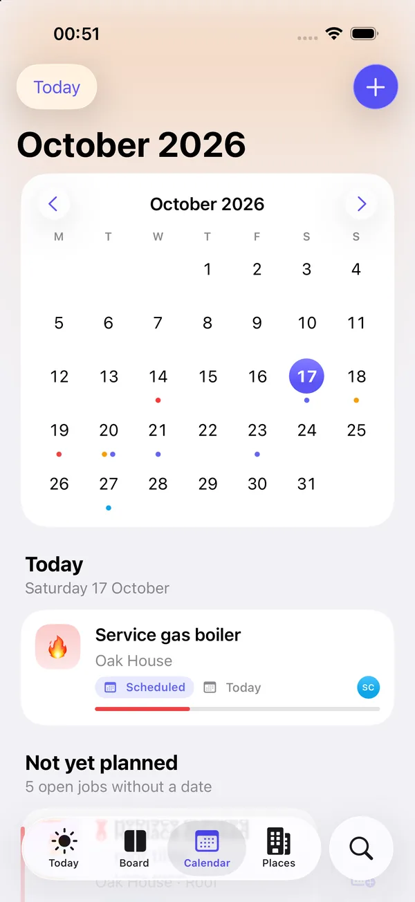 Calendar screen