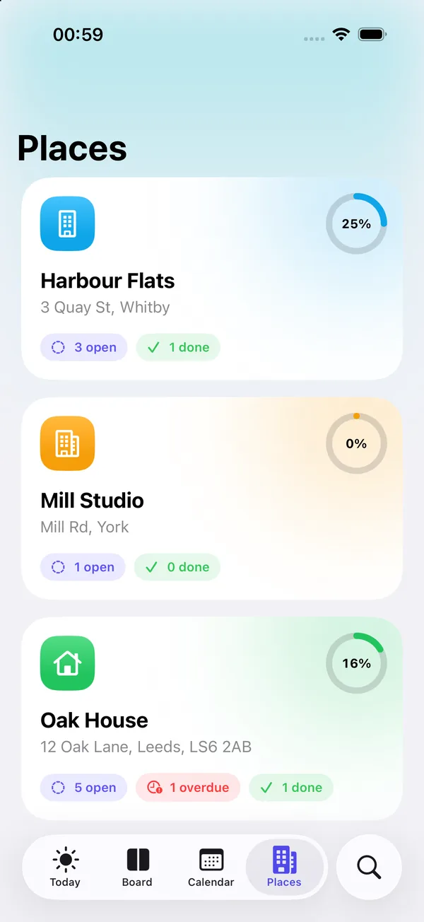 Places screen